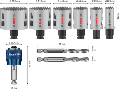 HÅLSÅGSET BOSCH PC MULTI BIM 22-65MM, 9 DELAR
