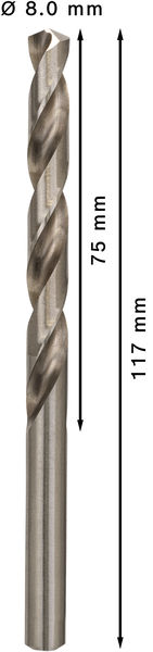 METALLBORR BOSCH HSS-G S 8X117MM 5ST, 5ST