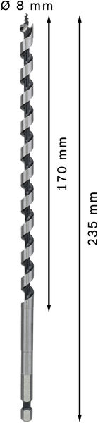 TRÄSPIRALBORR SW6,5 8X160X235 SEXKANTSFÄSTE BOSCH