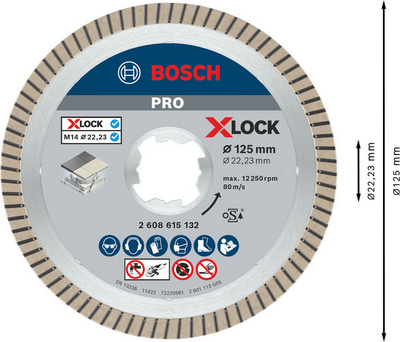 DIAMANTSKIVA BOSCH X-LOCK BEST CERAMIC-T 125MM