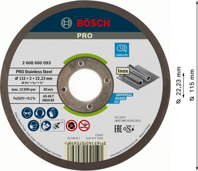 KAPSKIVA BOSCH STÅL RAK 115X2.0MM 1P