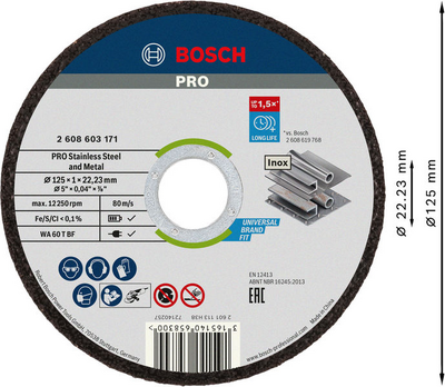 KAPSKIVA BOSCH PRO INOX 125X1,0MM, 100ST