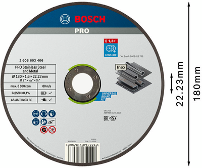 KAPSKIVA BOSCH EXP INOX 180X1,6MM LIGE