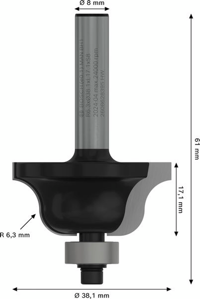 PROFILFRÄS BOSCH B MED STYRHJÄLP HM 8MM D12.7MM