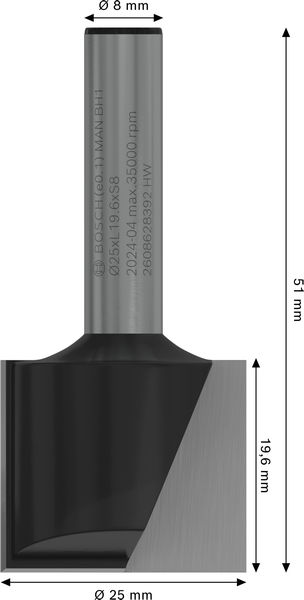 NOTFRÄS HM TVÅ SKÄR 25X20X8MM