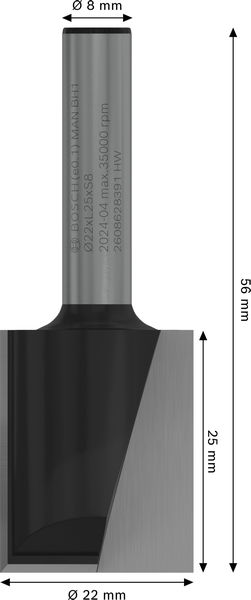 NOTFRÄS BOSCH HM TVÅ SKÄR 22X25X8MM