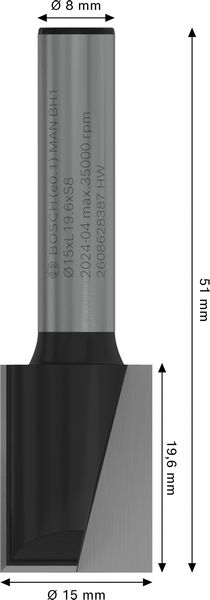 NOTFRÄS BOSCH HM TVÅ SKÄR 15X20X8MM