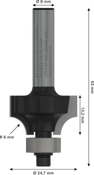 AVRUNDNINGSFRÄS BOSCH MED STYRHJÄLP HM 8X6X14MM