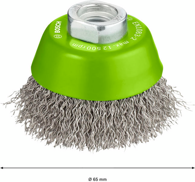 TOPPBORSTE BOSCH 65MM INOX VÅGIG TRÅ