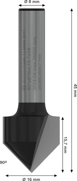 V-NOTFRÄS BOSCH HM 8MM D16MM L16MM 60GR