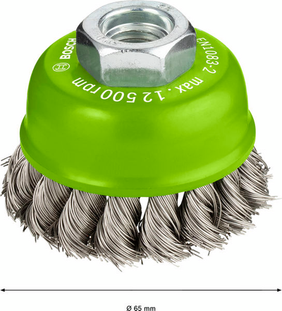 KOPPBORSTE BOSCH FLÄTAD INOX M14 65MM