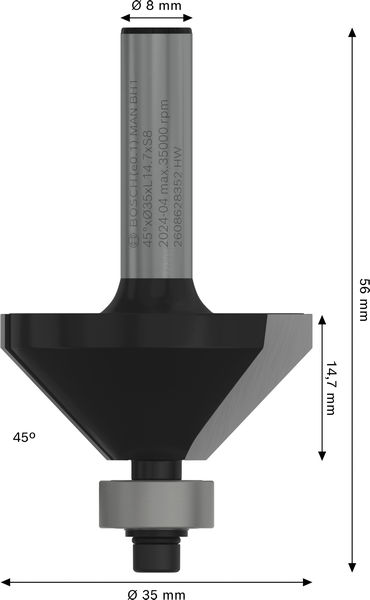 FASFRÄS BOSCH MED STYRHJÄLP HM 8MM D11MM L15MM