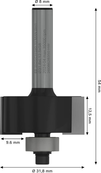 FALSFRÄS BOSCH MED STYRHJÄLP HM 8MM L12,7 D9,5