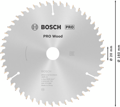 CIRKELSÅGKLINGA BOSCH OPTIL WOOD 160X20/16MM T48