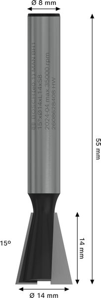 SINKFRÄS BOSCH HM 8MM D14MM L15MM 15GR