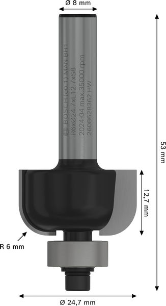 HÅLKÄLSFRÄS BOSCH MED STYRHJÄLP HM 8MM L13 R6MM