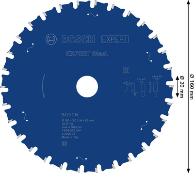 CIRKELSÅGKLINGA BOSCH EXPSTEEL 160X20X2,0MM 30T