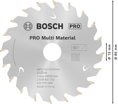 CIRKELSÅGKLINGA BOSCH ACCU STD MULTI 85X15MM 30T