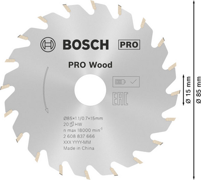 CIRKELSÅGBLAD ACCU STD TRÄ 85X15X20T