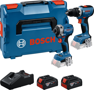 Akkukonesarja Bosch 18 V 2-osainen GSR/GDR 2x5,0Ah L-Boxx