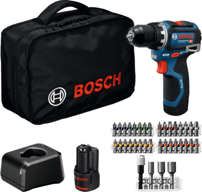 Akkuporakone Bosch GSR 12V-32 2x2Ah 36-os. tarvikesarja laukku