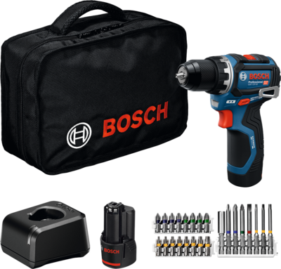 Akkuporakone Bosch GSR 12V-32 2x2Ah 24-os. tarvikesarja laukku