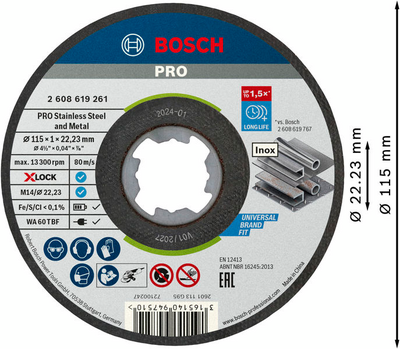 KAPSKIVA BOSCH X-LOCK STDI 115X22,2X1,0MM