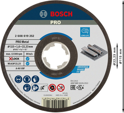 KAPSKIVA BOSCH X-LOCK EFM 115X22,2X1,6MM