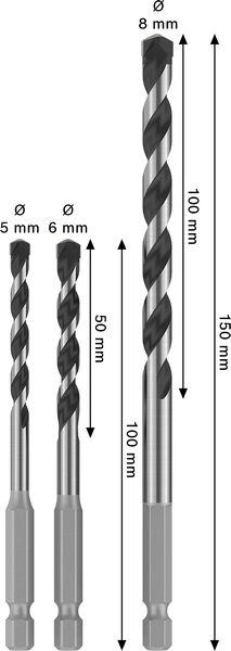 BETONGBORRSET BOSCH HEX-5 PRO, 5-8MM 3DELAR