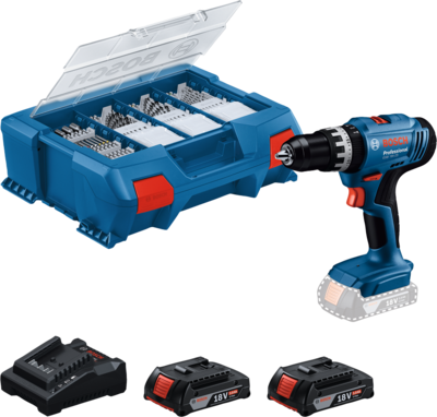 Akkuiskuporakone Bosch GSB 18V-25 2x2Ah 63-os. tarvikesarja L-Case