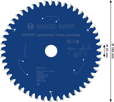 SÅGKLINGA BOSCH 165X20X1,8 48T -5G, LA CL EXP