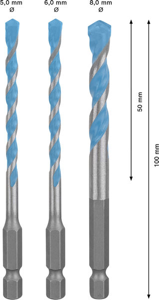 Poranteräsarja Bosch EXPERT HEX-9 Multi Construction 5/6/8mm 3-osainen