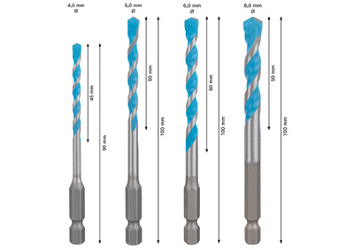 BORRSET BOSCH HEX MULTICONSTRUCT, 4-8MM 4 DELAR