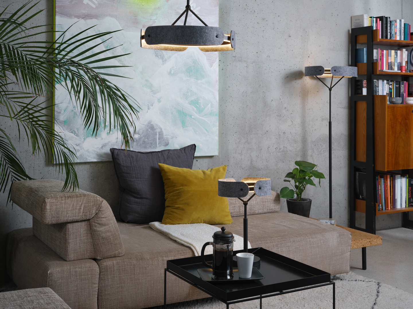 LED-riippuvalaisin OSRAM Decor Curve Felt 33W 3000K 1000lm tumman harmaa