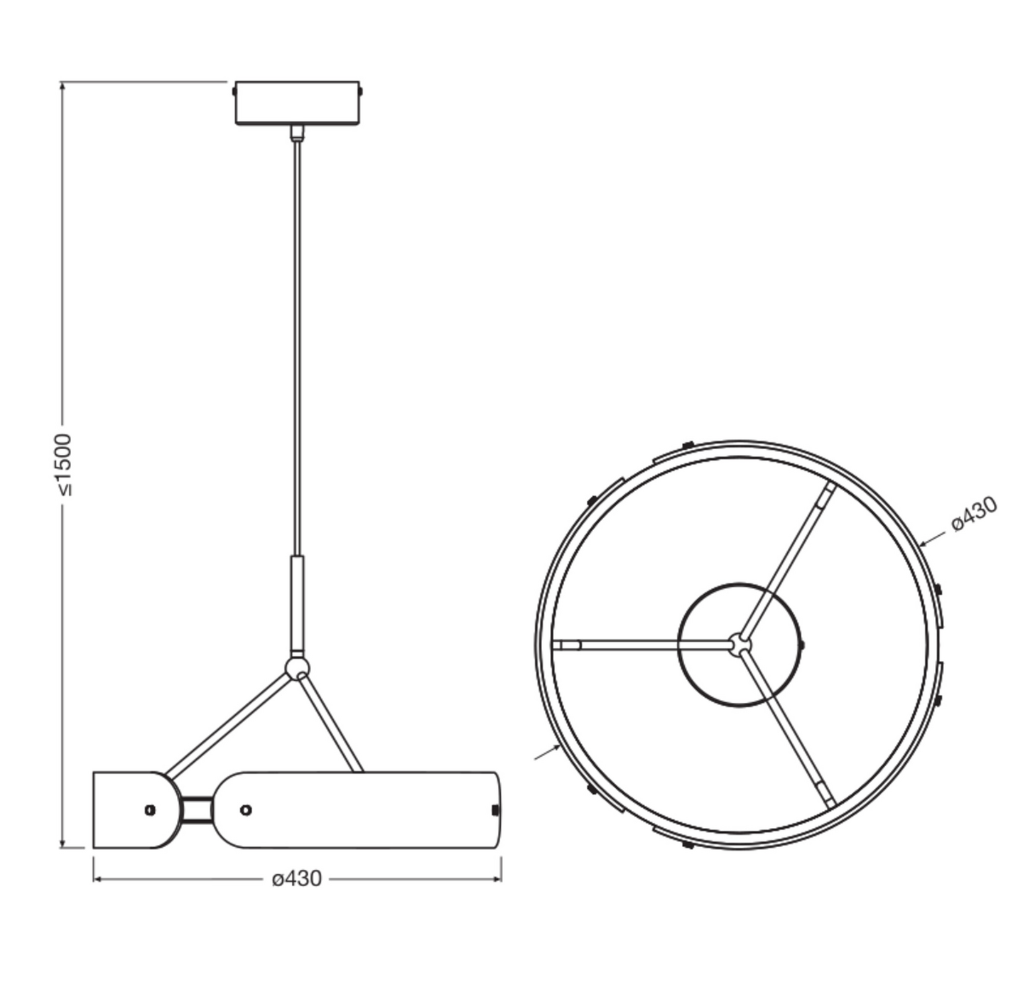 LED-riippuvalaisin OSRAM Decor Curve Felt 33W 3000K 1000lm tumman harmaa
