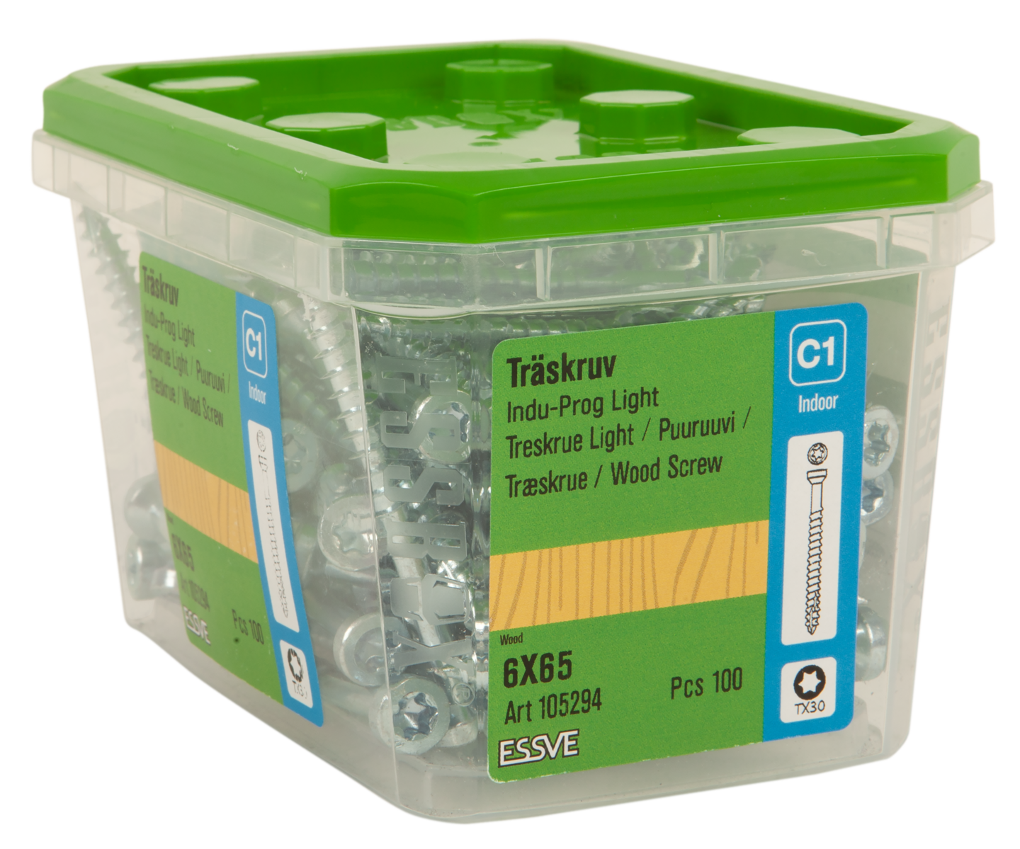 TRÄSKRUV INDU-PROG 6X65 100ST TX30 LÄTT DÖRR/FÖNSTERMONTAGE