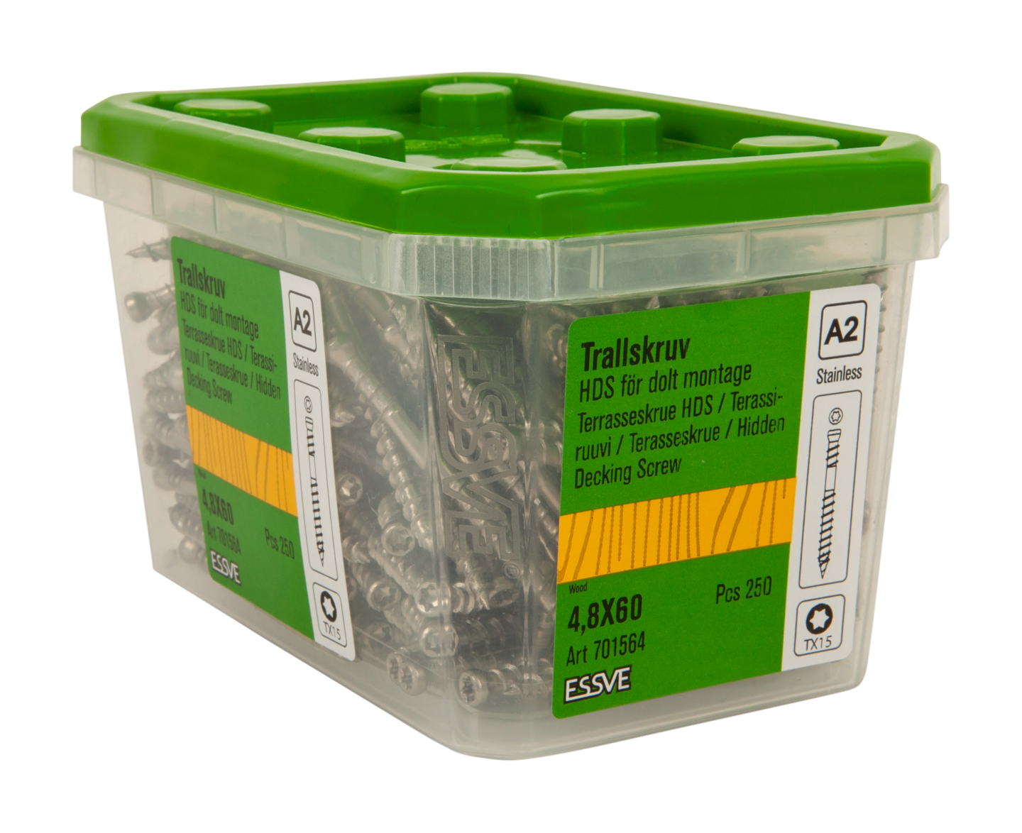 TRALLSKRUV HDS FÖR DOLT MONTAGE A2 TX15 4,8X60 250ST