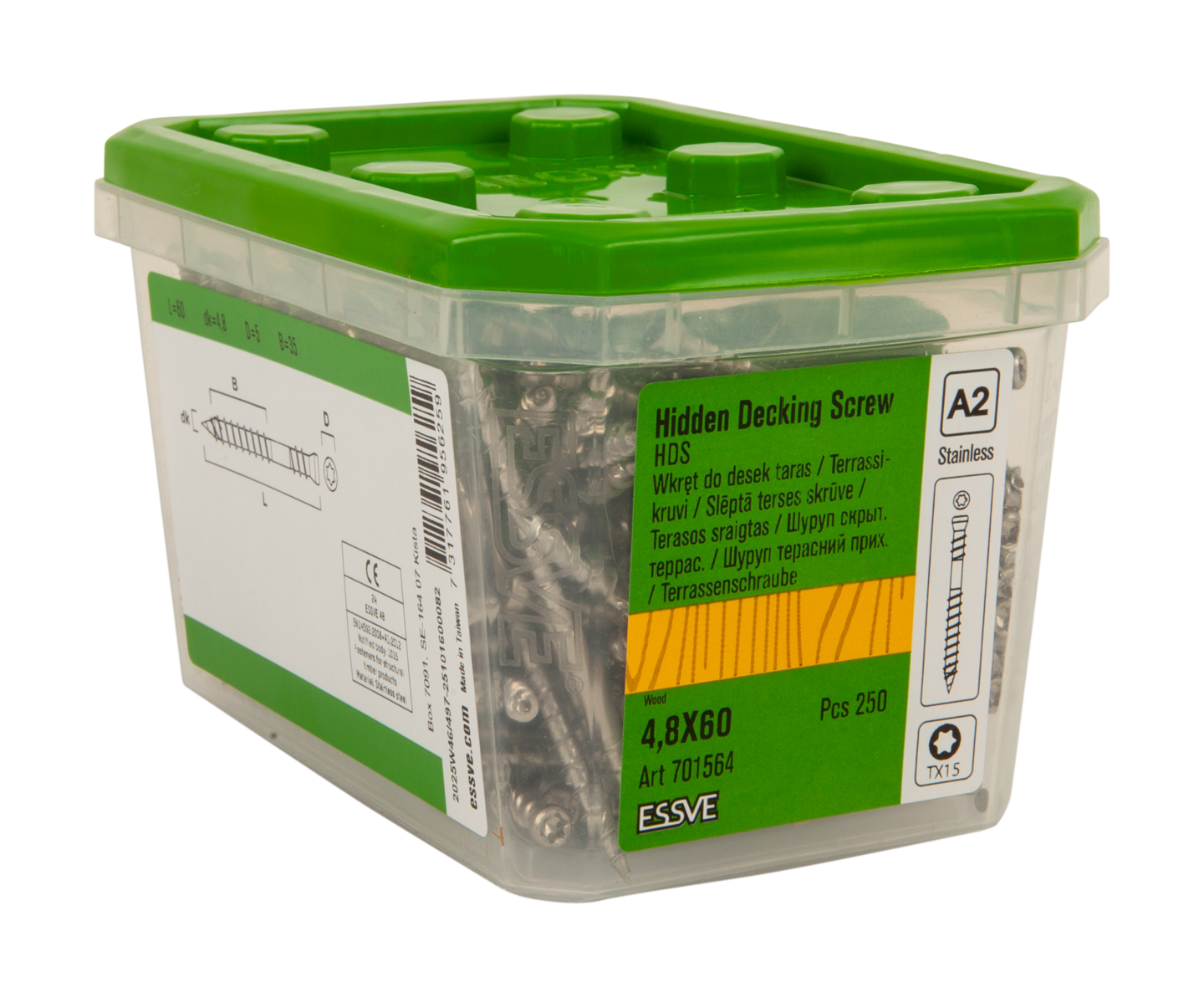 TRALLSKRUV HDS FÖR DOLT MONTAGE A2 TX15 4,8X60 250ST