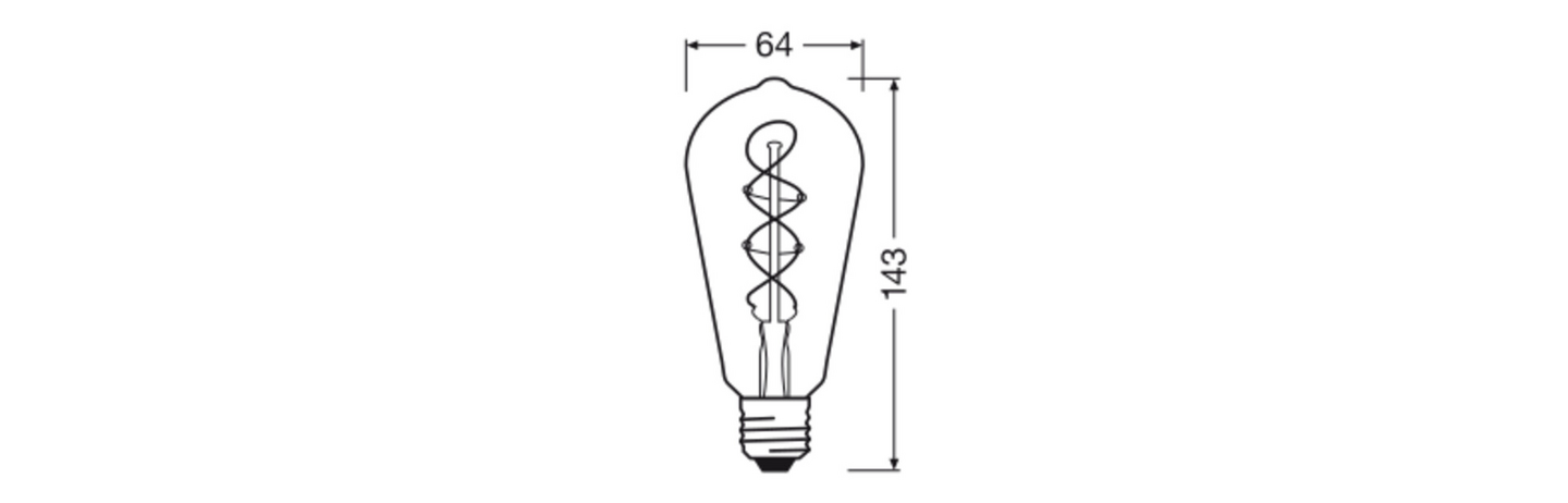 Led-sisustuslamppu OSRAM Vintage 1906 Edison 140lm E27 harmaa spiraali