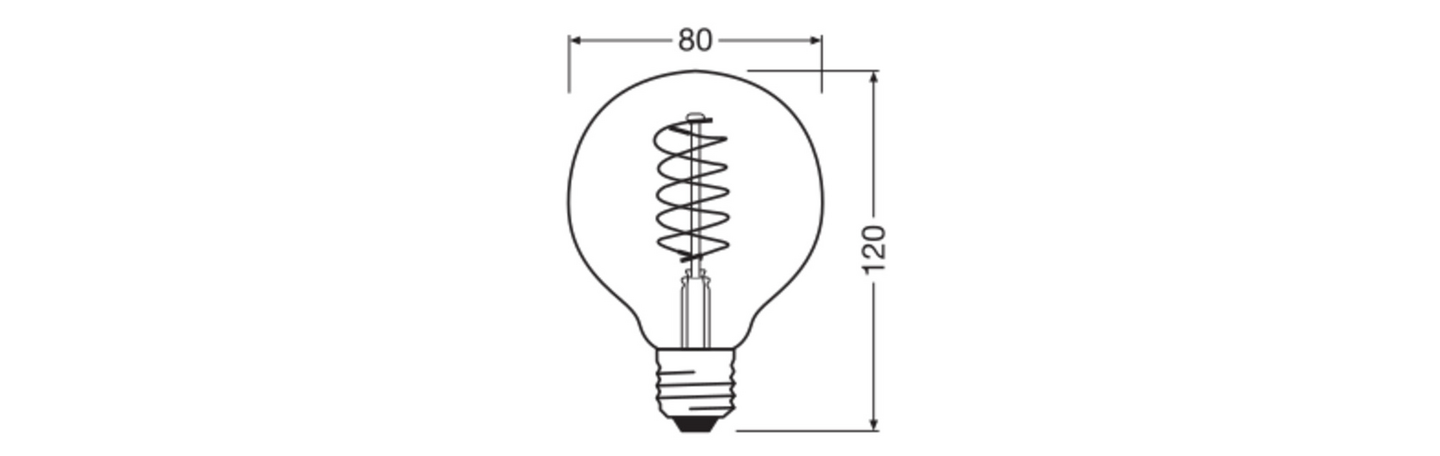 Led-sisustuslamppu OSRAM Vintage 1906 Globe 80mm 360lm E27 DIM harmaa spiraali