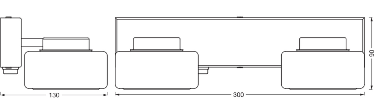 Kylpyhuonevalaisin OSRAM Orbis Flame 2x5,5W 3000/4000K 700lm IP44 musta