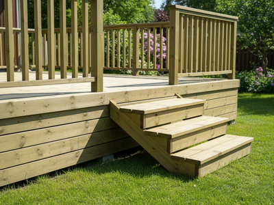 Portaan reisipuu 3 askelmaa Tammiston Puu K07/3 kestopuu vihreä