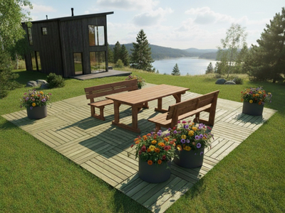 Pihalaatta Tammiston Puu 800x800x21mm kestopuu vihreä