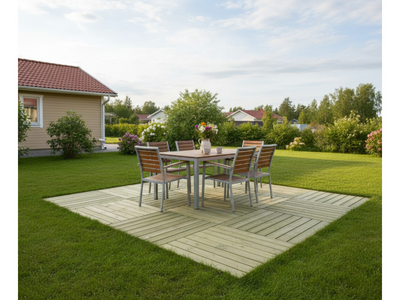 Pihalaatta Tammiston Puu 900x900x21mm kestopuu vihreä