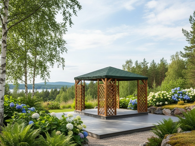 Paviljonki Tammiston Puu Lux A115R 3x3m kestopuu ruskea