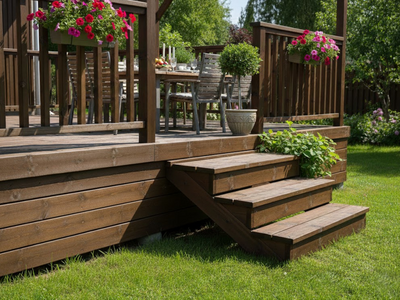 Portaan reisipuu 3 askelmaa Tammiston Puu K07/3R kestopuu ruskea