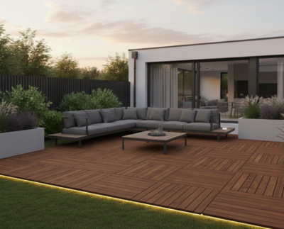 Pihalaatta Tammiston Puu 900x900x16mm kestopuu ruskea