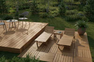 Pihalaatta Tammiston Puu 800x800x16mm kestopuu ruskea