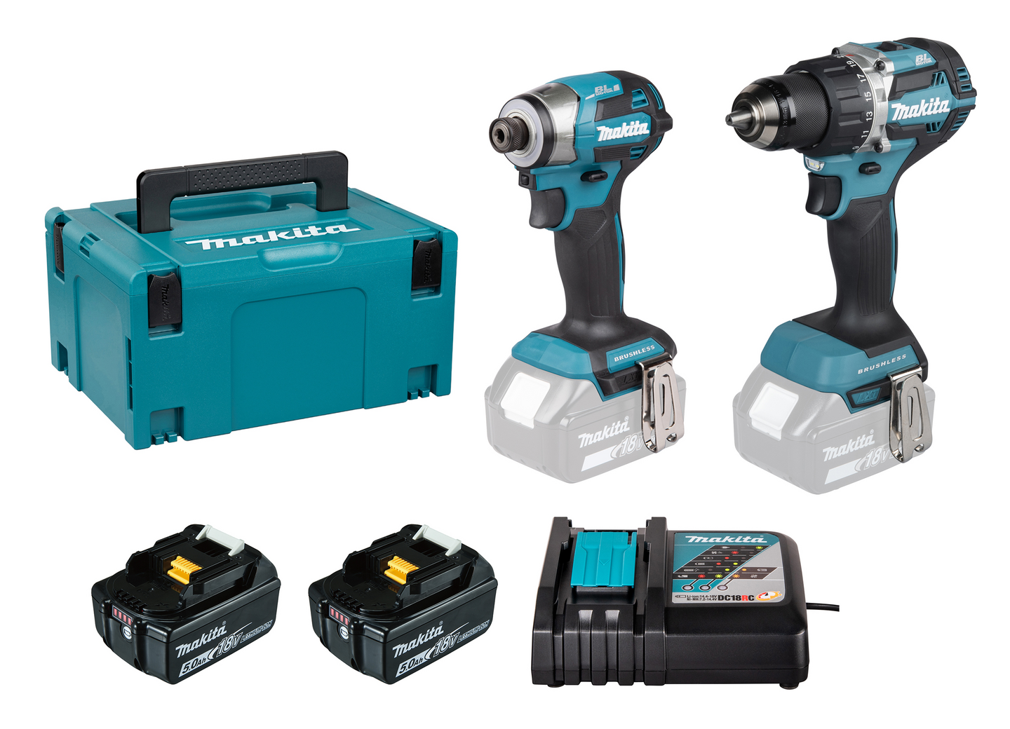 Akkukonesarja Makita DLX2574TJ 18V LXT 2x5,0Ah