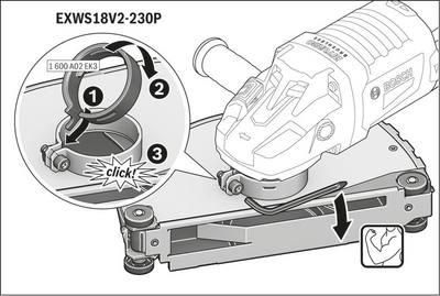 Pölynpoistoadapteri Bosch GDE 230 FC-s kulmahiomakoneelle